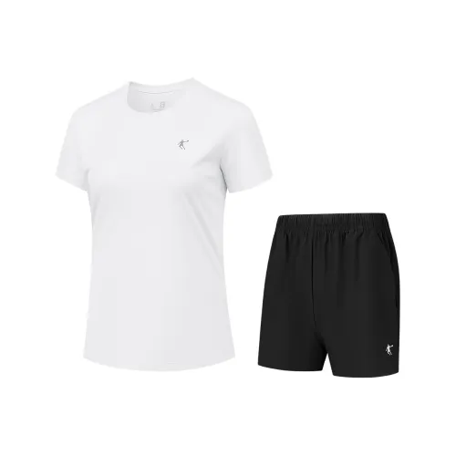 QIAODAN Повседневный костюм женский комплект Jordan - белый топ + черный низ