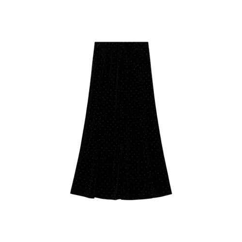 PASSCODIO Черная Женская Повседневная Длинная Юбка