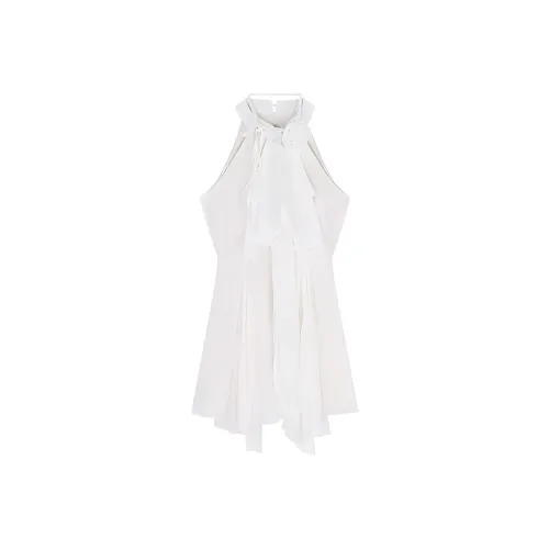 MO VOICE Без рукавов Платье Женское Кремово-белый
