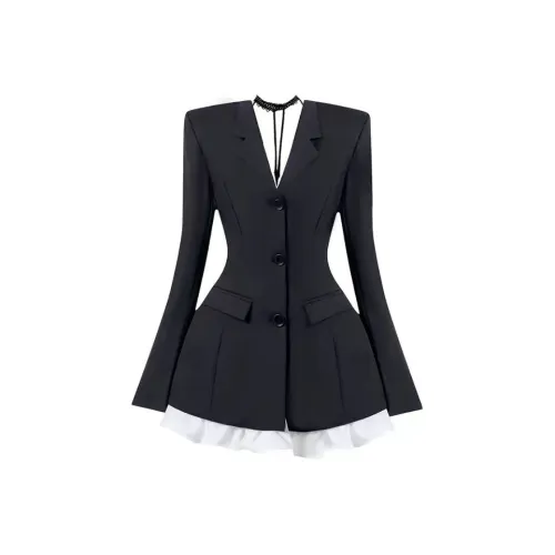 Lookinto Длинное платье с длинными рукавами женское черное