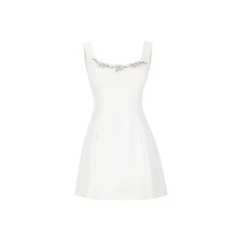 OSQ Платье с юбкой-карандаш Женское Белое Лунное