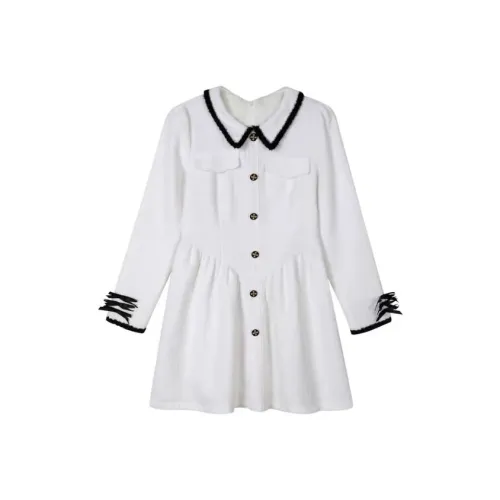 Lookinto Длинное платье с длинными рукавами женское белое