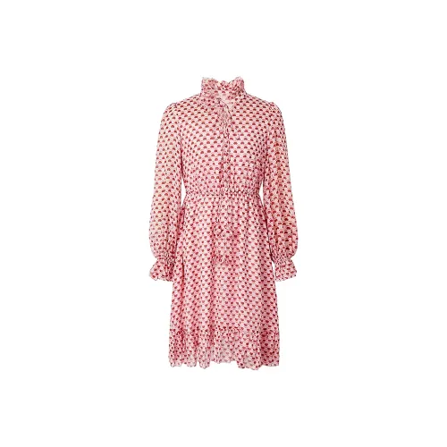 BADINA Длинное платье с длинными рукавами женское розовое с принтом