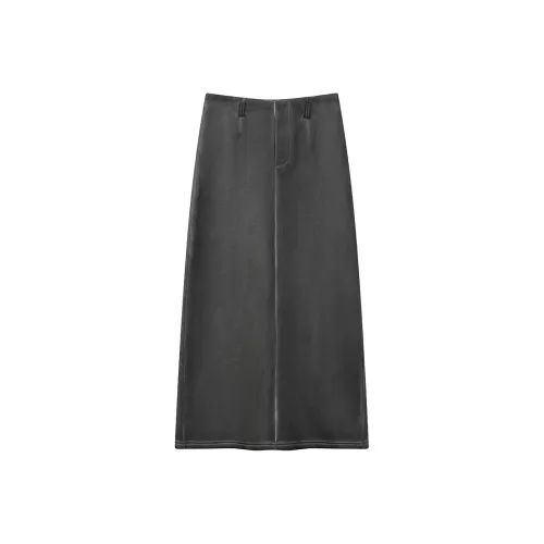 THE SEA LIFE Повседневный Длинный Юбка Женские Бетон Серый