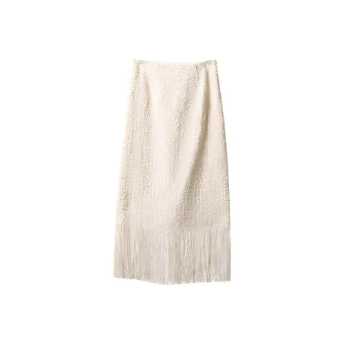 YUMOMO STAR Элегантная бежевая женская повседневная длинная юбка