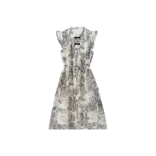 TEME Без рукавов Платье Женское Картина тушью