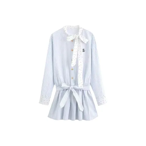 Incolore Длинное платье с длинными рукавами женское небесно-голубой