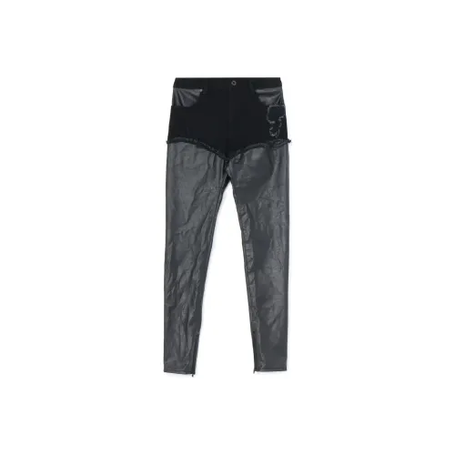 Yohji Yamamoto Кожаные брюки Женские Черные
