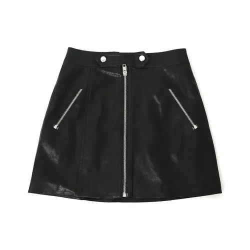 SOON FLOWER Весна Кожаные короткие юбки Женские Черный