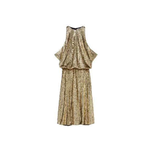 Alexander McQueen Золотые Женские Платья без рукавов