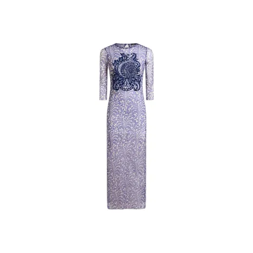 ETRO Фиолетовые Женские Длинные Платья с Рукавами