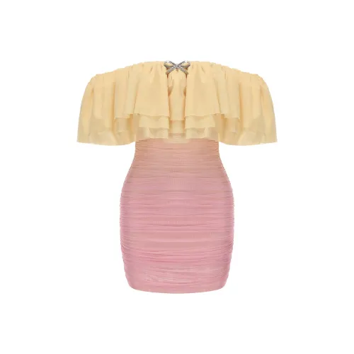 NANA JACQUELINE Без рукавов Платье Женское Желтый Розовый Градиент