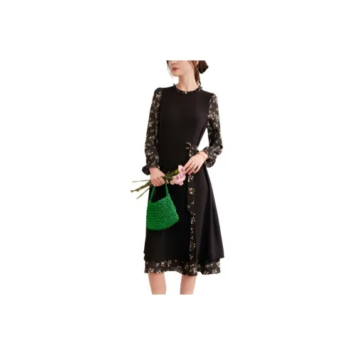 PLANE DRIFT Длинное платье с длинным рукавом женское черное