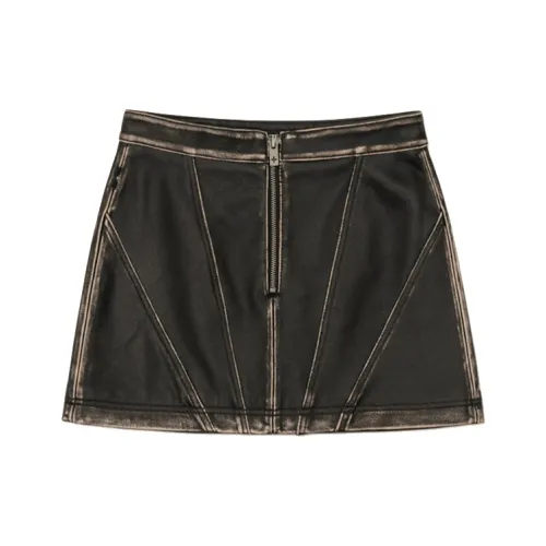 SMFK Дикий черный Женские кожаные короткие юбки