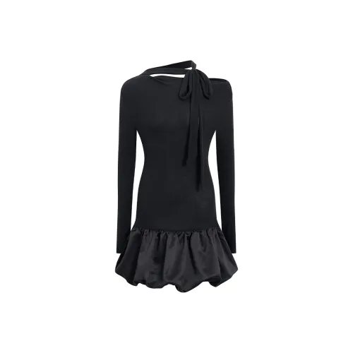 Ariseism Длинное платье с длинными рукавами женское черное