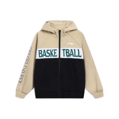 LINING YOUNG Спорт Коллекция Баскетбол Простой Хаки Детские Толстовки