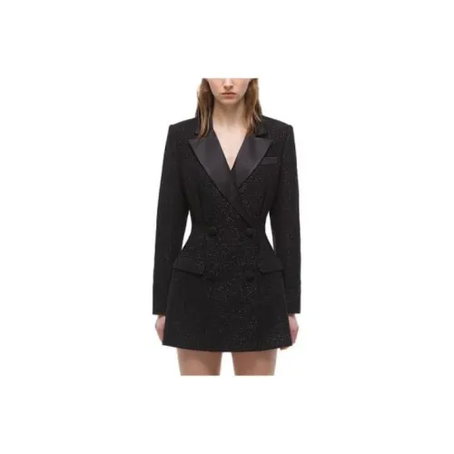 Self Portrait Длинное Платье с Длинными Рукавами Женское Классическое Черное