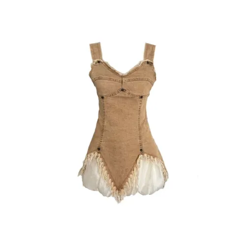 PUREIDOL Slip Платье Женское Коричневое