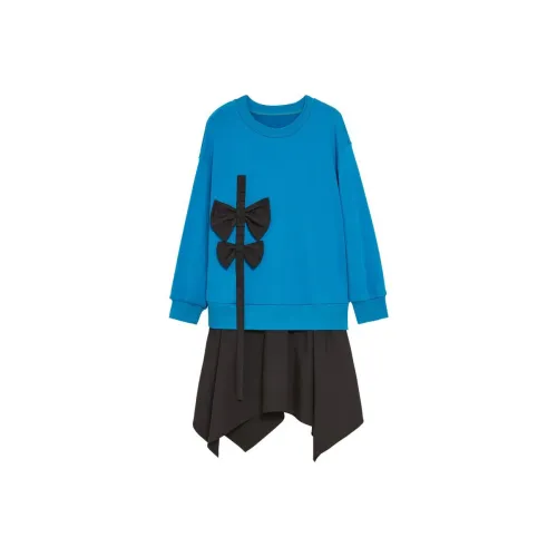 Asuka And New Sake Длинное платье с длинными рукавами женское цветовой блок королевский синий