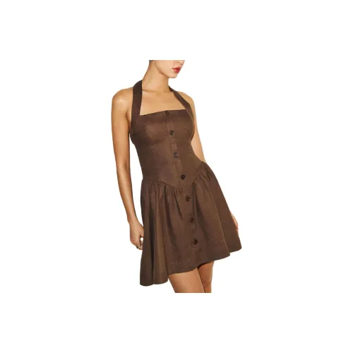 Reformation Mariela Linen Dress Slip Dress Women's Chocolate