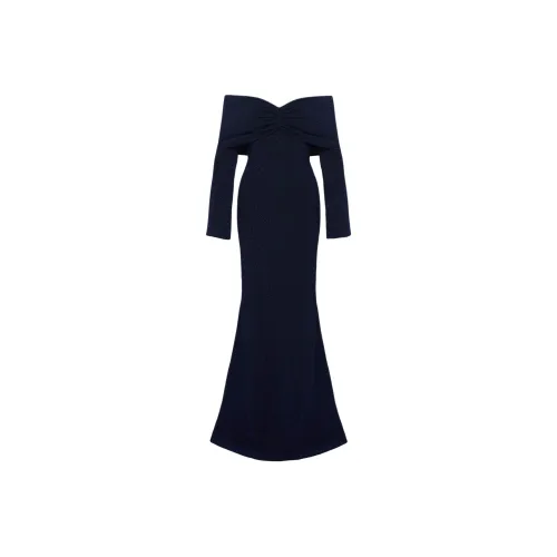 PRINCESS POLLY CECILIA Off The Shoulder Макси Платье с Длинными Рукавами Женское Темно-синий Морской Синий