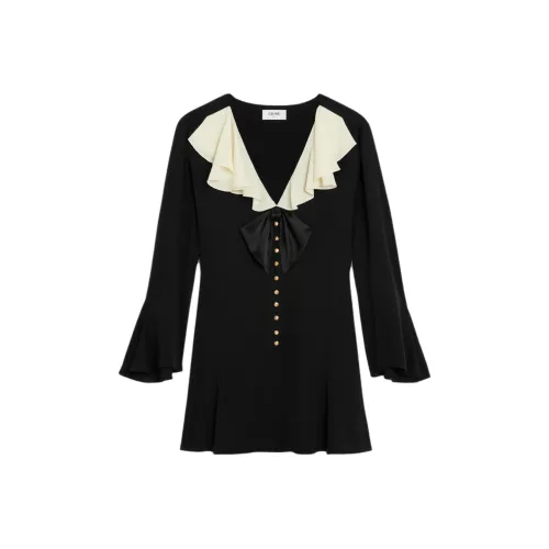 CELINE Длинное платье с длинными рукавами женское черное