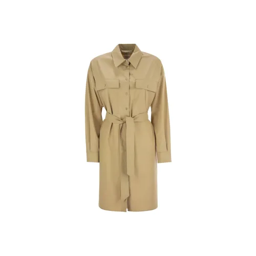 WEEKEND MaxMara Длинное платье с длинными рукавами женское бежевый