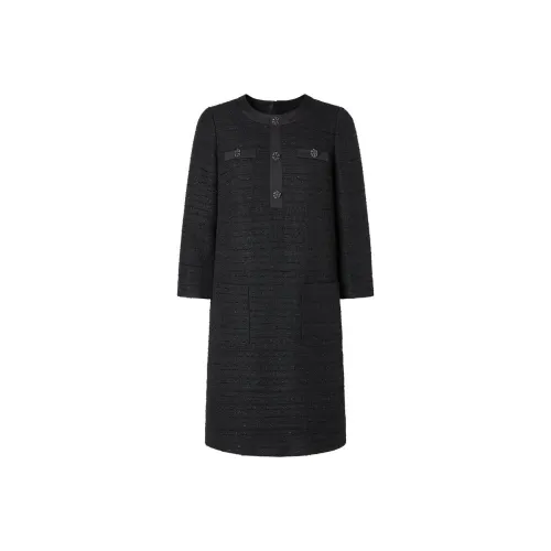 JZ. ANNAKRO Длинное платье с длинным рукавом женское простой дизайн черный цвет