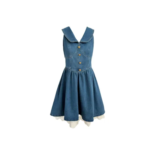 CHARM GLOW Без рукавов Платье Женское Синее