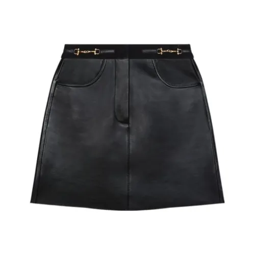 Maje Черные Женские Кожаные Короткие Юбки