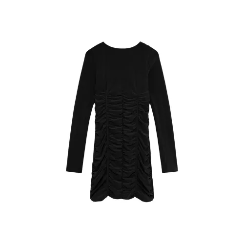 Patrizia Pepe Длинное платье с длинными рукавами женское черное