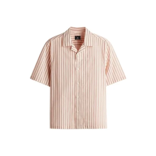 H M Red Pink Stripes Men's Shirts H M Красные Розовые Полосатые Мужские Рубашки