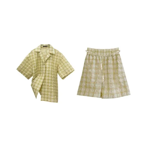 RODERIC WONG Повседневный костюм женский бежевый клетка