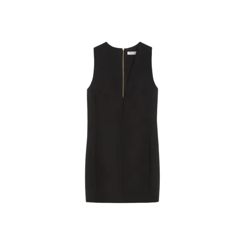 MaxMara Belford Collection Slim Fit Elastic Wool Dress Sleeveless Dress Women's Black