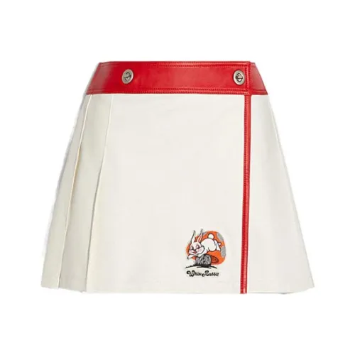COACH X White Rabbit FW22 Кожаные короткие юбки Женские Белые