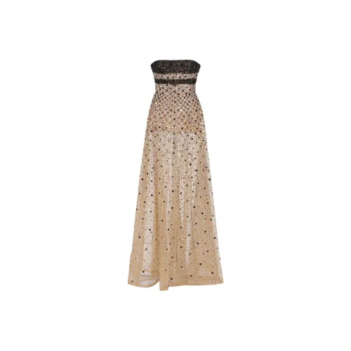 ELIE SAAB Черное золотое Женское платье без рукавов