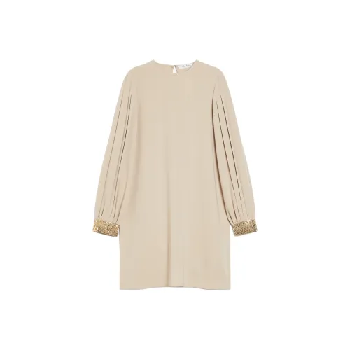 MaxMara Длинное платье с длинными рукавами женское бежевый