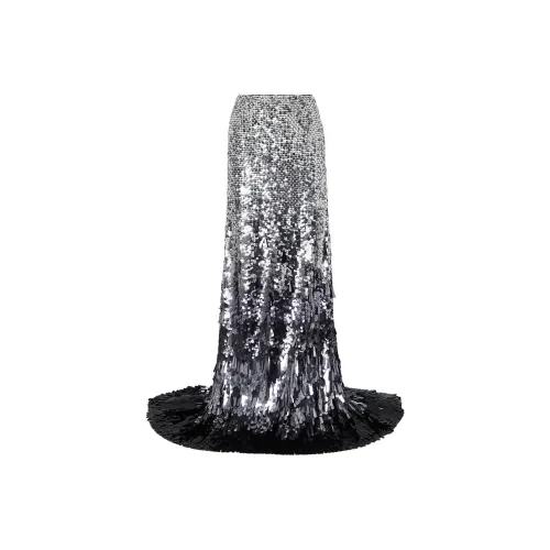 Valentino Повседневный Длинный Юбка Женская Серебряная