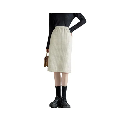 Itisf4 Повседневный Длинный Юбка Женские Экрю