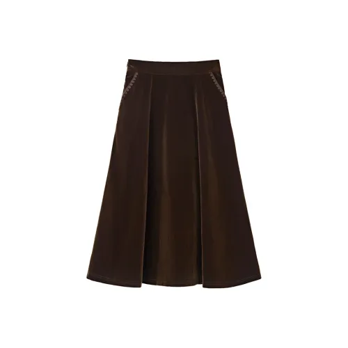 Pit Повседневный Длинный Юбка Женская Светлый Кофейный