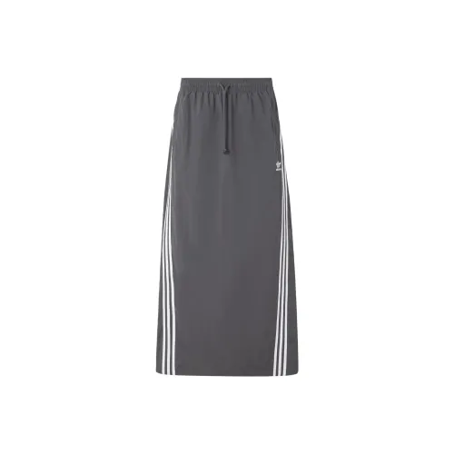 Adidas Originals 3S Parach Skirt Повседневный Длинный Юбка Женская Темно-Серый