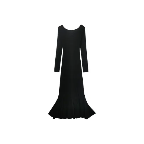 XIAOJUCHUANLI Длинное платье с длинным рукавом женское черное
