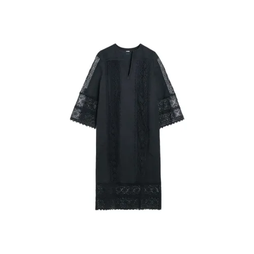 By Malene Birger Черное Женское Длинное Платье с Рукавами