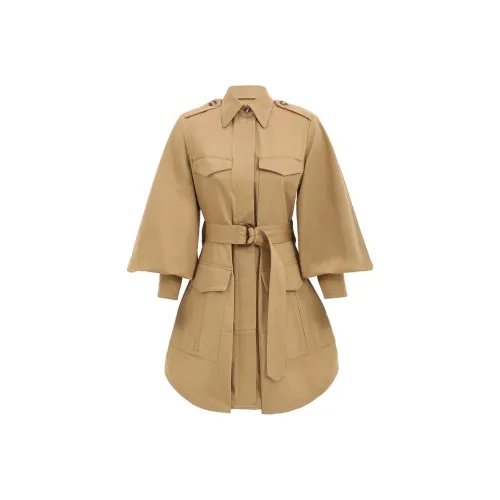 Zimmermann SS25 Длинное Платье с Длинными Рукавами Женское Песочного Цвета