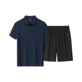 Комплект одежды (Темно-синий топ + Черные шорты)