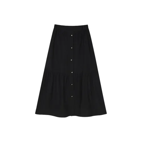 VEGA CHANG Повседневный Длинный Юбка Женские Сумеречный Черный