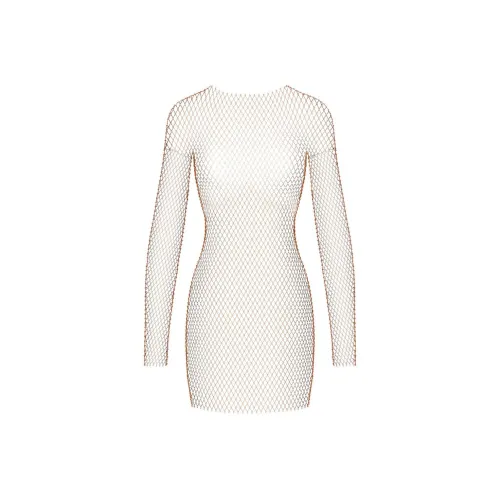 SKIMS RHINESTONE COVER UPS Длинный рукав Мини платье Длинный рукав Платье Женское Корица Корица