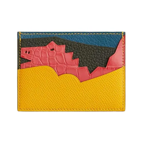 HERMES Кожа Держатель для карт Женский Желтый и Оранжевый Красный