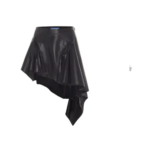 Mugler Черные Женские Кожаные Короткие Юбки