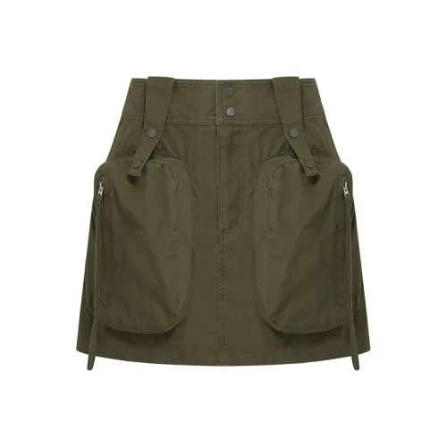 d'zzit Повседневные короткие юбки Женские Темно-зеленый